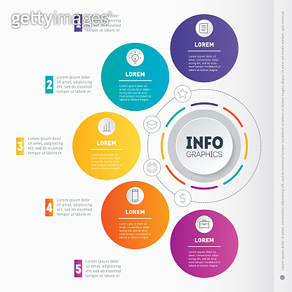 Business presentation or infographic with 5 options. Vector dynamic ...