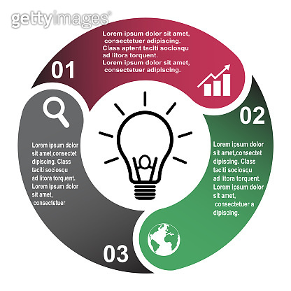 3 step vector element in three colors with labels, infographic diagram ...