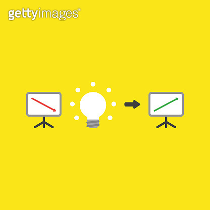 Vector icon concept of sales chart with arrow moving down, glowing ...