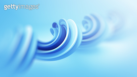 Blue twisted spiral shape 3D render with DOF (955932436) - 게티이미지뱅크
