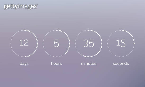 Countdown clock counter timer. Vector digital count down circle board ... image.