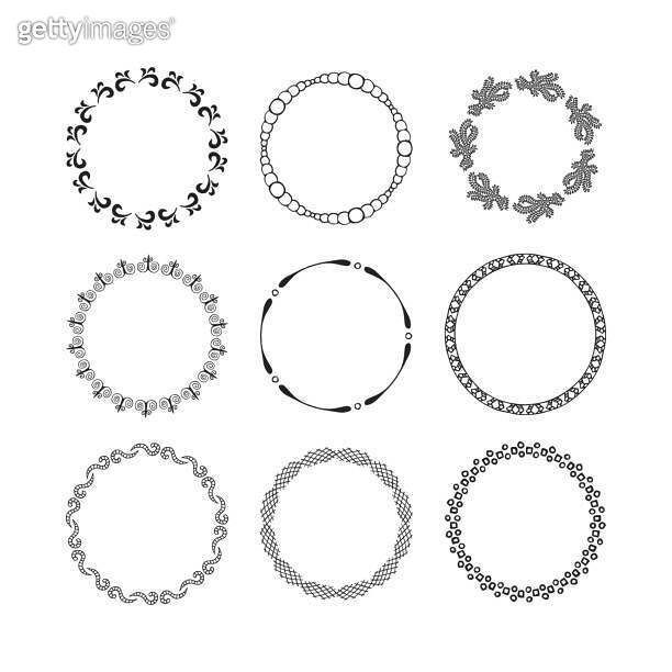 Set of hand drawn round frames. Vector isolated. (1033274284) 일러스트, 무료 ...
