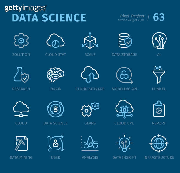 Data Science - Outline icons with captions (1171563096) - 게티이미지뱅크