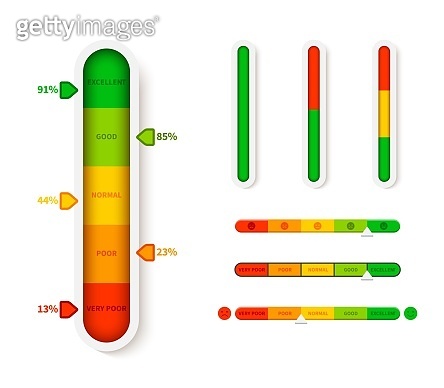 Vertical color level indicator. Progress bar template. Vector ...