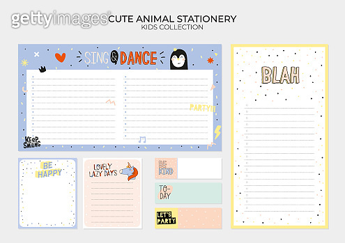 Set of weekly planners and to do lists with cute animals illustrations ...
