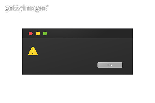 Dark dialogue box interface. System message popup in a night mode ...