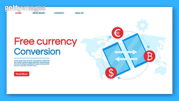 Free currency conversion landing page vector template. Financial ...