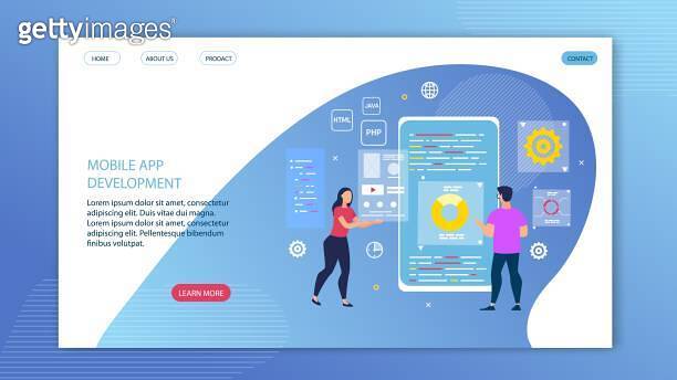 Informative Banner Mobile App Development Flat. (1173739025) 일러스트, 무료 ...