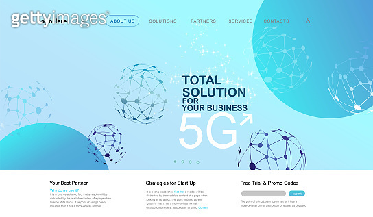Vector 5G and IoT (Internet of Things) landing page with digital ...