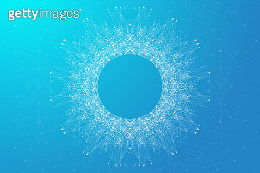 Circular quantum computer technology concept. Sphere explosion ...