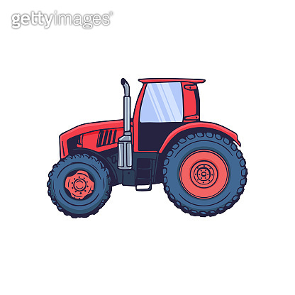 Hand Drawn Tractor for Farm on White Background. Vector (1167937048 ...