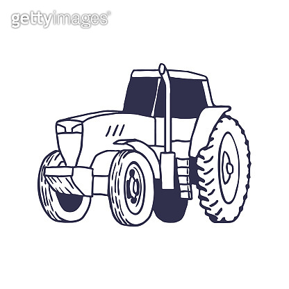 Hand Drawn Tractor for Farm on White Background. Vector (1167936126 ...