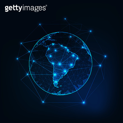 South America on Planet Earth view from space with continents outlines ...