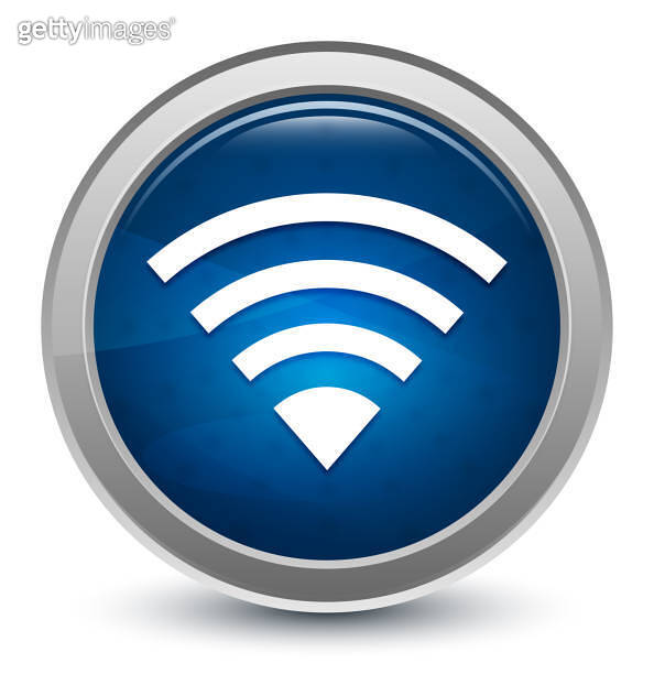 Wifi icon starburst shiny blue round button illustration design concept ...
