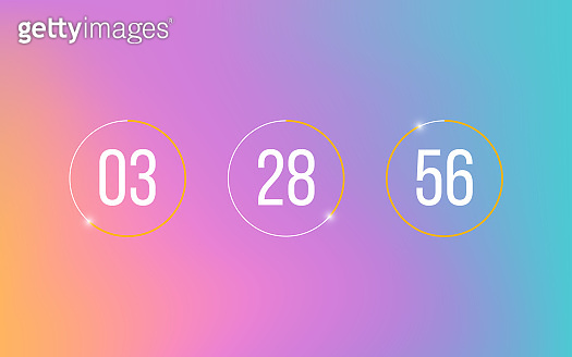 Countdown clock timer on soft gradient background. Modern counter with ...