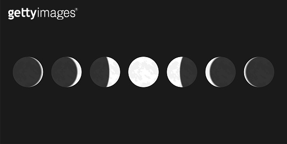 Moon phases astronomy icon set. Vector stock illustration. (1192690168 ...