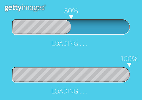 Simple gray on blue loading progress bar vector illustration ...