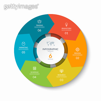 Infographic process chart. Design template with 6 circular arrows ...