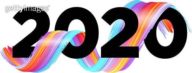 2020 Happy New Year Background Design. Vector Lettering with Abstract ...