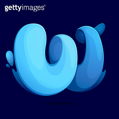 W letter logo ecology stylized with water waves and dew drops ...