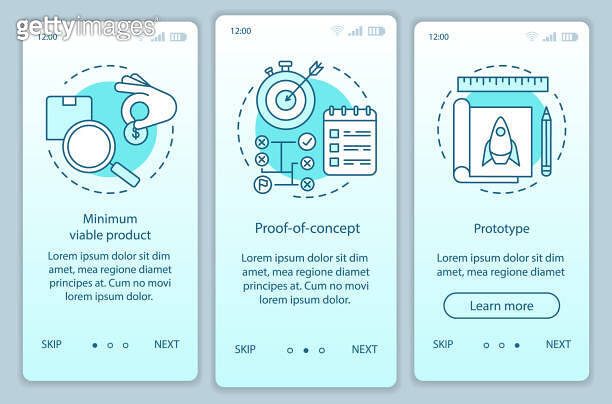 Startup testing onboarding mobile app page screen with linear concepts ...