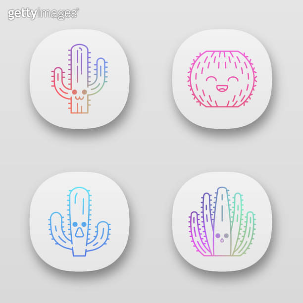 Cactuses app icons set (1193711606) 게티이미지뱅크