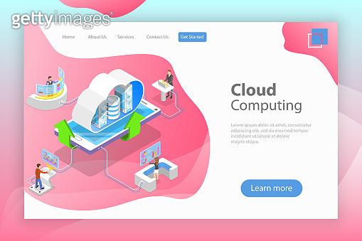 Isometric flat vector landing page template of cloud computing ...