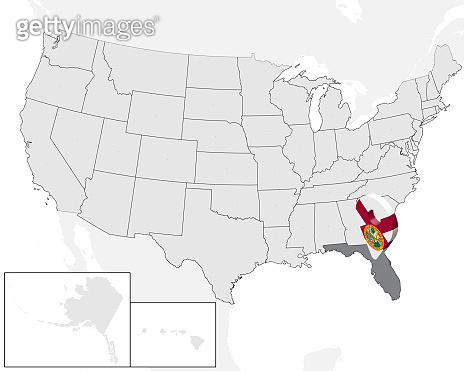 Location Map of State Florida on map USA. 3d State Florida flag map ...
