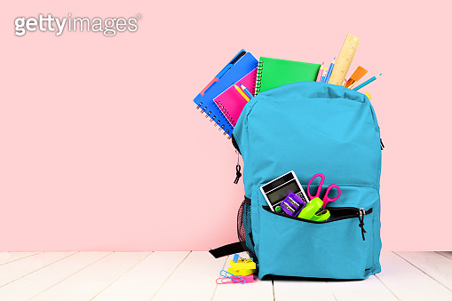 backpack full of school supplies