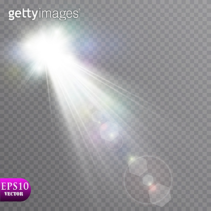 Sunlight on a transparent background. Glow light effects.Star flashed ...