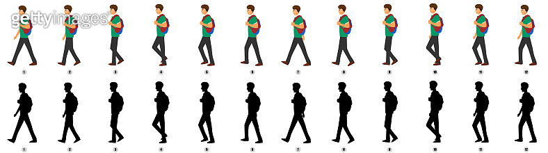 Student Walk cycle animation sprite sheet (1157482386) 일러스트, 무료 일러스트 ...
