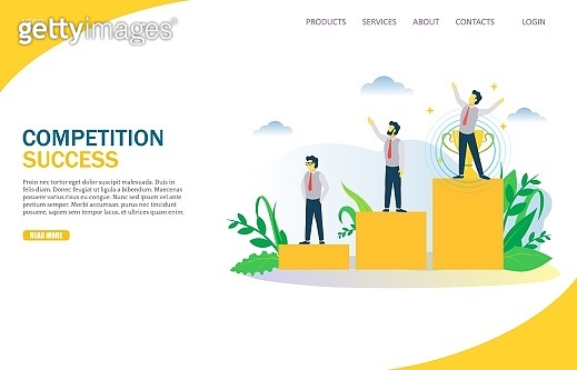 Competition success vector website landing page design template ...