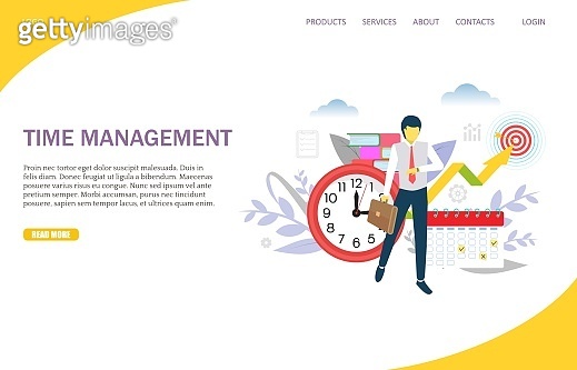 Time management vector website landing page design template (1129823682 ...