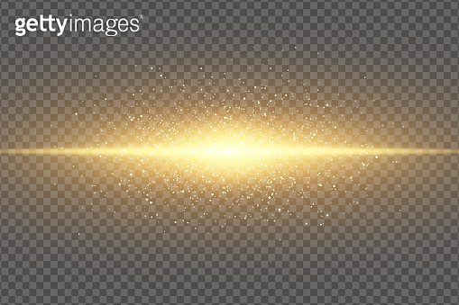 Magic stylish light effect on a transparent background. Abstract golden ...