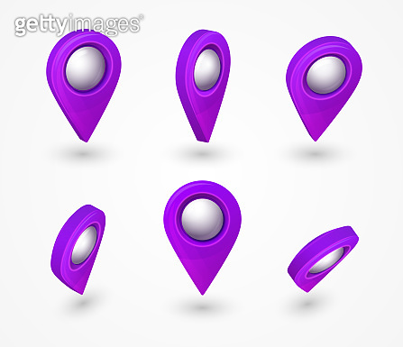 Map pointer 3d pin. Location symbols vector set isolated on white ...