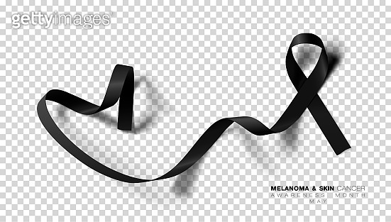 Melanoma and Skin Cancer Awareness Month. Black Color Ribbon Isolated ...