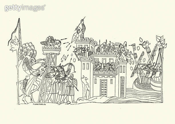 Medieval Siege Warfare Attacking Castle From Land And Sea 1175445139 