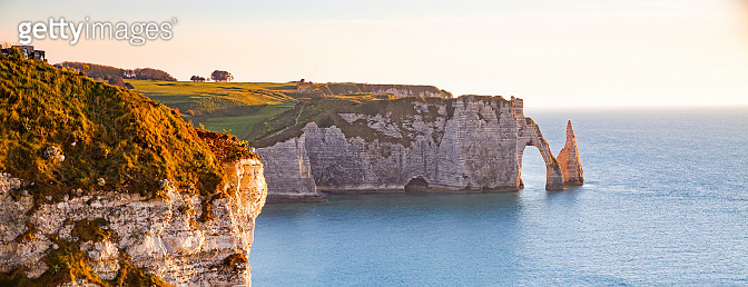 coastal landscape along the Falaise d'Aval the famous white cliffs of ...
