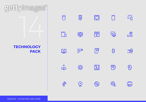 Vector Line Icons Technology Pack (1134011666) 일러스트, 무료 일러스트, 아이콘, 무료 ...