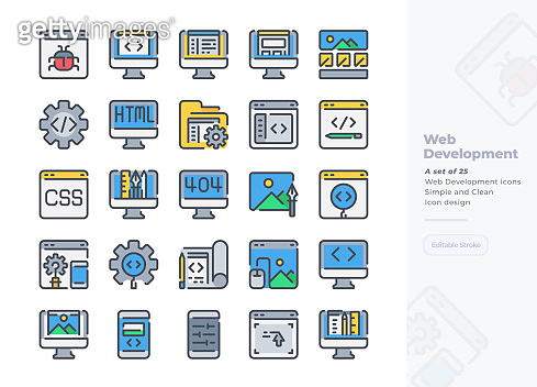 Simple Set of Programming and Coding .Vector Icons. Editable Stroke ...