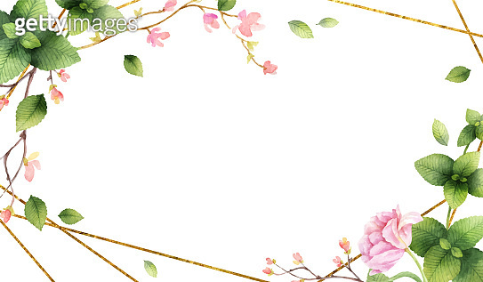 Watercolor vector hand painting invitation of peony flowers and green ...