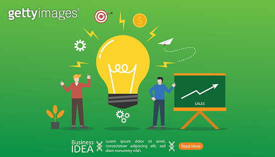 teamwork business brainstorming Idea concept with big yellow light bulb ...