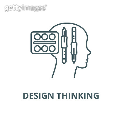 Design thinking vector line icon, linear concept, outline sign, symbol ...