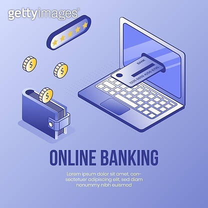 Digital isometric design concept scene of financial mobile banking app ...