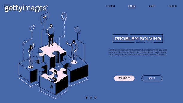 Problem solving - line design style isometric web banner (1163739491 ...