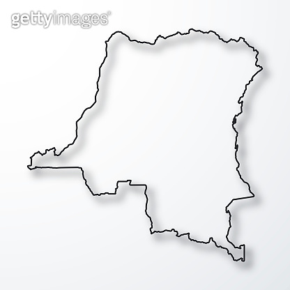Democratic Republic of the Congo map - Black outline with shadow on ...