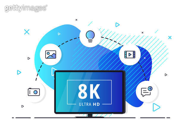 Smart home controlled tv with 8k Ultra HD video technology. Internet of ...