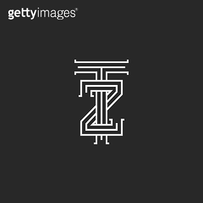 Letters logo TZ linear medieval monogram template, overlapping thin ...