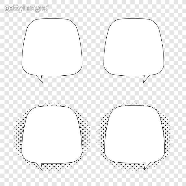 Retro empty comic bubbles and elements set with black halftone shadows ...