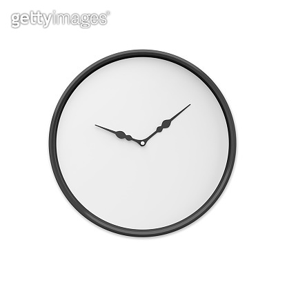 Simple classic black and white round wall clock mockup template on ...